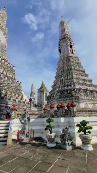 Wat Arun Tempio Bangkok Durante Tramonto Thailandia Tempio Buddista Wat — Video Stock