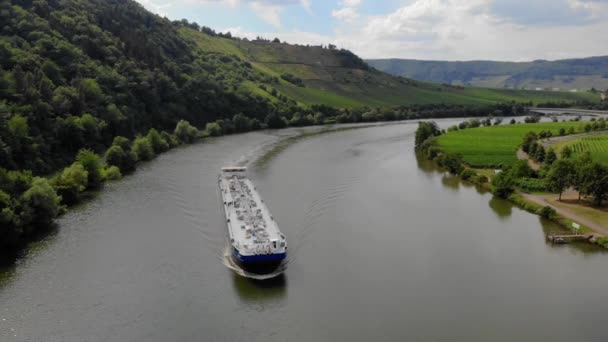 Transporte Gás Para Embarcações Navegação Interior Sobre Rio Mosel Alemanha — Vídeo de Stock