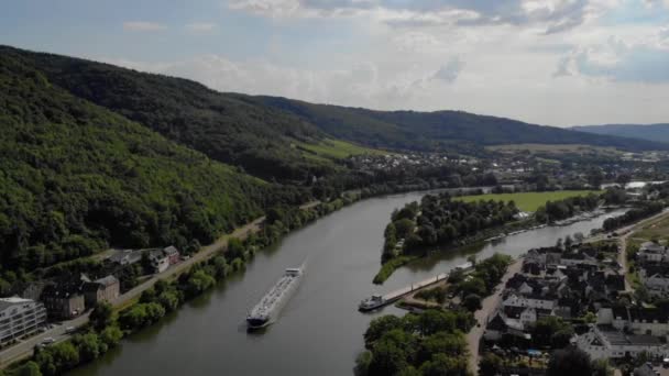 Transport Gas Över Floden Mosel Tyskland Transport Gas Över Floden — Stockvideo