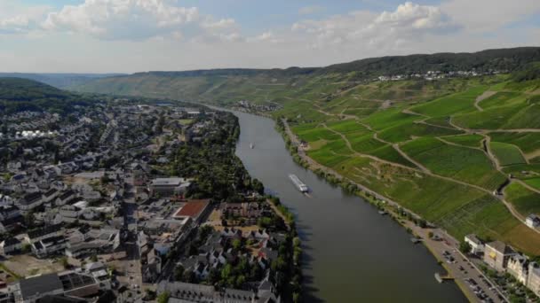 Transporte Terrestre Gás Barco Sobre Rio Moselle Alemanha — Vídeo de Stock