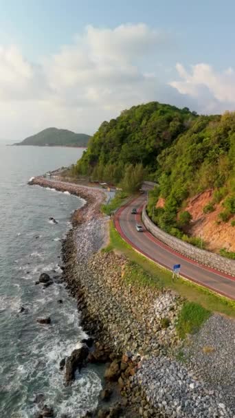Coche Conducción Carretera Curva Tailandia Paisaje Carretera Verano Conducir Carretera — Vídeo de stock