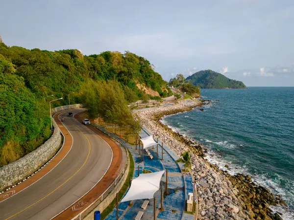 Car Driving Curved Road Thailand Road Landscape Summer Nice Drive — Stock Photo, Image