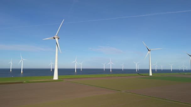 Větrný Park Oceánu Letecký Pohled Větrné Elektrárny Větrných Elektráren Větrné — Stock video