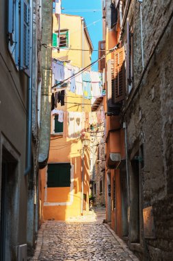 Hırvatistan 'ın Rovinj kentinin dar sokaklarında dolaşın, canlı renklerin kırsal cazibeyle harmanlandığı yerlerde