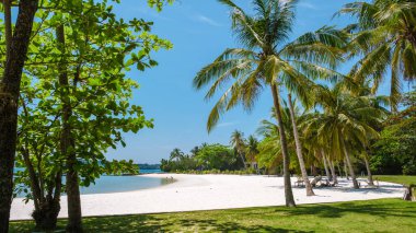 Tayland 'daki Koh Kham Adası' nın sakinliğini hissedin. Bu tropik cennet tozlu beyaz kumları, kıyıya vuran yumuşak dalgaları ve rüzgarda sallanan gür palmiyeleri barındırır..