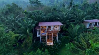 Tayland 'da canlı tropikal yapraklarla çevrili çarpıcı bir ağaç evin dinginliğini keşfedin. Bu huzurlu kaçış, doğada rahatlamaya ve maceraya davetiye çıkarır..
