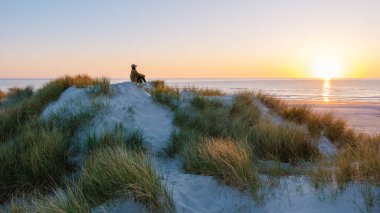 Sakin bir günbatımı kumlu kumulların üzerinde beliriyor, denize sıcak renkler döküyor. Huzurlu bir şekilde tepenin üstünde oturmuş Vejers Strand sahilinde güzelliğin tadını çıkarıyordu.
