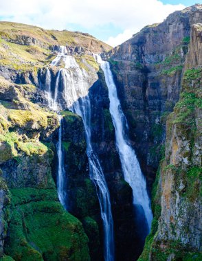 Güçlü bir Glymur Şelalesi gibi İzlanda 'nın nefes kesici güzelliğini deneyimleyin. Sarp kayalıklardan sarkıyor, yemyeşil kayalıklarla sarmalıyor. Canlı detaylarla yakalanmış mükemmel bir doğal mucize..
