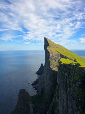 Engebeli manzaranın açık mavi gökyüzünün altında okyanusla buluştuğu Faroe Adaları 'ndaki Mylingur yürüyüşünün görkemli uçurumlarını deneyin. Maceracılar ve doğa severler için bir cennet..