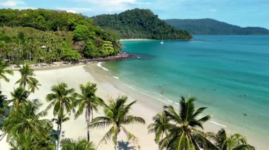 Tayland 'daki Koh Kood Adası' nın el değmemiş kıyılarını keşfedin. Sakin turkuaz sular yumuşak kumlu plajlara nazikçe sarılır, yeşil yeşil ve palmiye ağaçlarıyla çevrilidir..