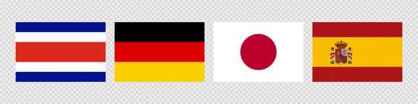 Drapeau National Costa Rica Allemagne Japon Espagne — Image vectorielle