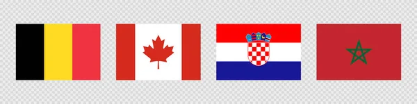 Národní Vlajka Nastavena Belgie Kanada Maroko Chorvatsko — Stockový vektor