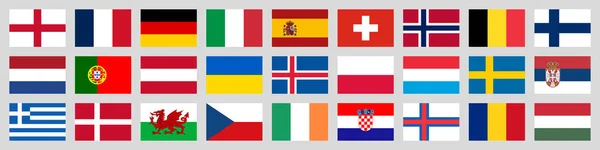 Bandiera Set Europa Paesi Icone — Vettoriale Stock