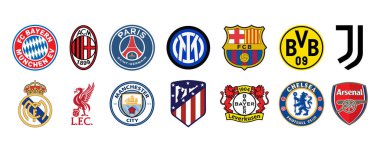Vinnitsa, Ukrayna - Fabruary 07, 2023: Avrupa 'nın en iyi futbol kulübü logosu. Vektör editör illüstrasyonu