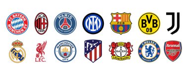 Vinnitsa, Ukrayna - Fabruary 07, 2023: Avrupa 'nın en iyi futbol kulübü logosu. Vektör editör illüstrasyonu
