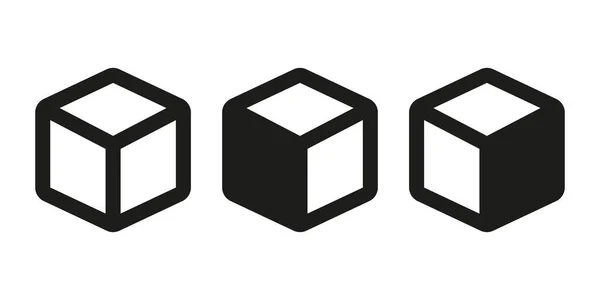 Kub Box Ikon Symbol Set — Stock vektor
