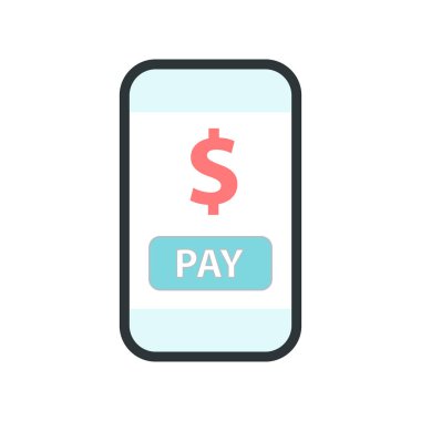 Ödeme düğmeli akıllı telefon. düz biçim