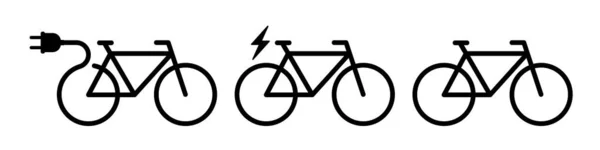 Icono Bicicleta Electro Establecer Estilo Línea — Archivo Imágenes Vectoriales