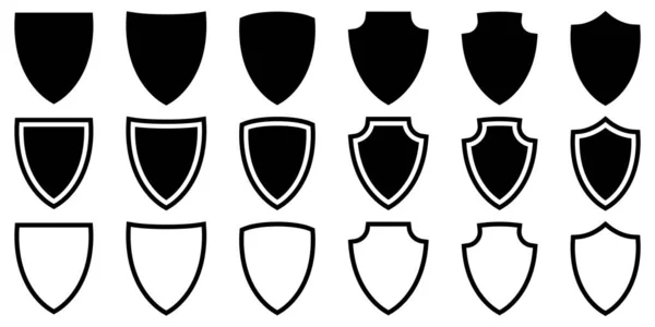 Ikona Štítu Nastavena Různé Formy Štítů — Stockový vektor