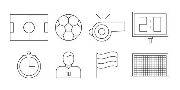 Ποδόσφαιρο Σύνολο Εικονίδιο Γραμμή Ποδοσφαίρου — Διανυσματικό Αρχείο