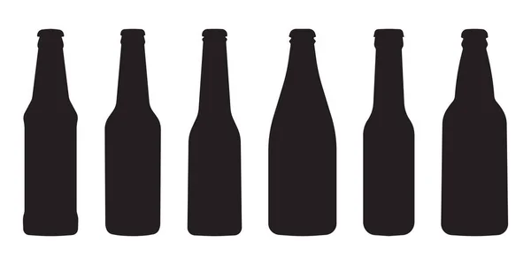 Flaschensymbolsilhouette Set Aus Verschiedenen Flaschen — Stockvektor