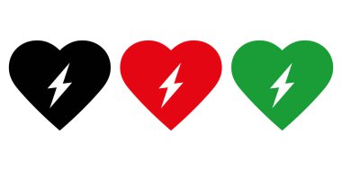 AED otomatik dış defibrilatör simgesi kalp ve flaş
