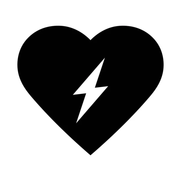 Simbolo Icona Del Defibrillatore Esterno Automatico Aed Con Cuore Flash — Vettoriale Stock
