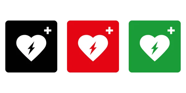 Símbolo Del Icono Del Desfibrilador Externo Automático Aed Con Corazón — Archivo Imágenes Vectoriales