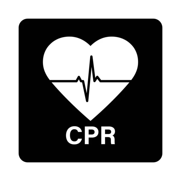 Cpr Cardiopulmonalis Újraélesztés Ikon Szívvel Szívveréssel — Stock Vector