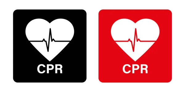 Cpr Cardiopulmonary Resuscitation Icon Dengan Jantung Dan Detak Jantung - Stok Vektor
