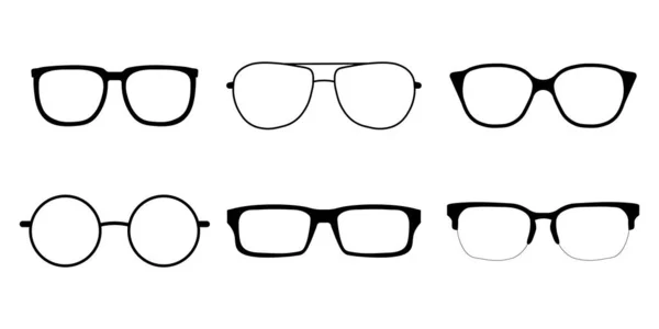 Glasses Silhouette Icon Set Simple Design — Stock Vector