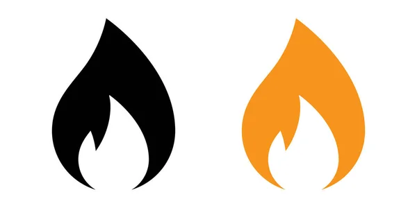 火のアイコン 黒とオレンジ色 — ストックベクタ
