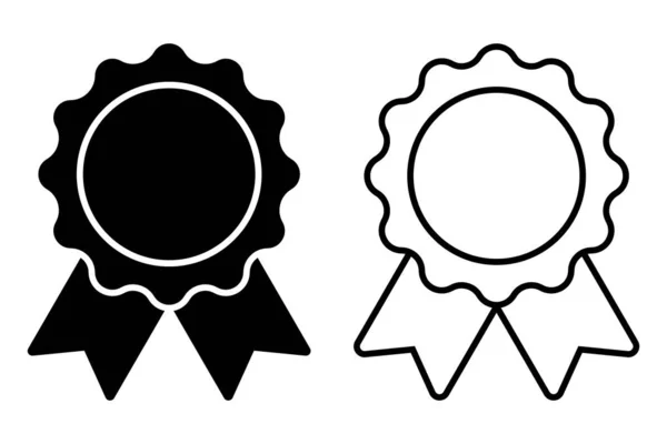 Abzeichen Mit Schleifen Rosette Medaille Qualität Siegersymbolset — Stockvektor