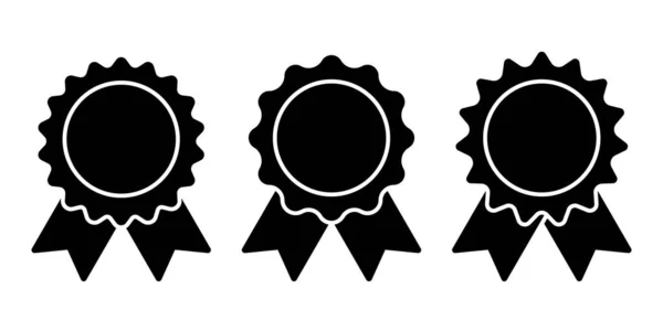 Distintivo Com Fitas Roseta Medalha Qualidade Conjunto Ícones Vencedores — Vetor de Stock