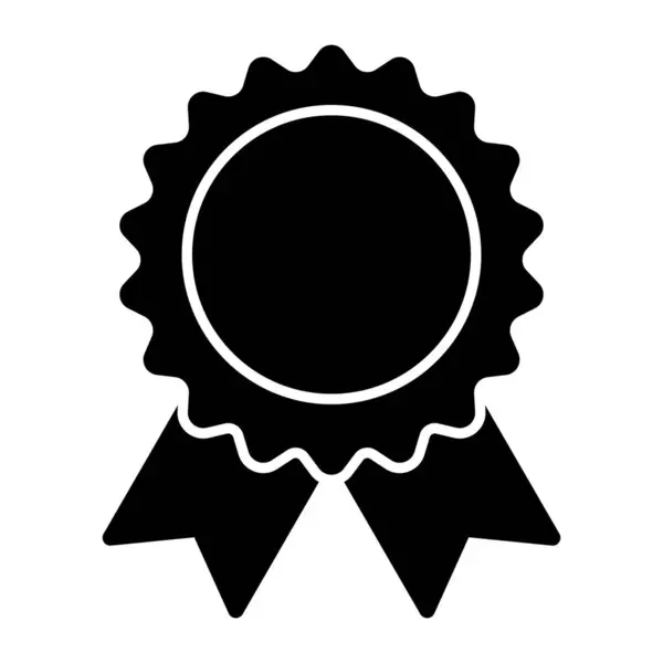 Emblem Med Band Rosett Medalj Kvalitet Vinnande Ikon — Stock vektor