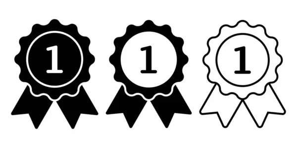 Σήμα Κορδέλες Ροζέτα Μετάλλιο Ποιότητα Νικητήριο Σύνολο Εικονιδίων — Διανυσματικό Αρχείο
