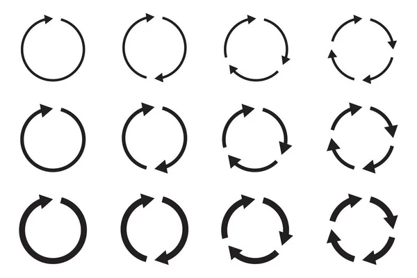 Kreis Pfeile Gesetzt Rotieren Aktualisieren Symbole Neu Laden — Stockvektor