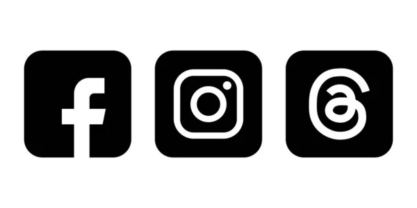 Vinnytsia Ucrânia 2023 Conjunto Ícones Logotipo Mídia Social Facebook Instagram — Vetor de Stock