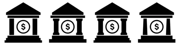 Bank Icon Symbol Set Simple Design — Stock Vector
