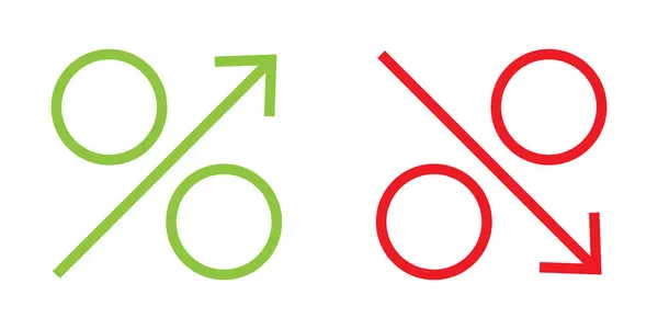 Percentage Growth Decline Icons Percent Arrow — Stock Vector