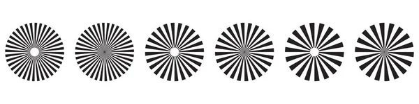 Strahlen Icon Set Sunburst Element Radial Stripes Set — Stockvektor