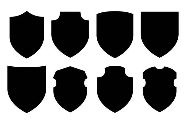 Bouclier Silhouette Icône Symbole Ensemble — Image vectorielle
