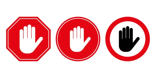 Detener Atención Precaución Signo Mano Icono Símbolo — Vector de stock