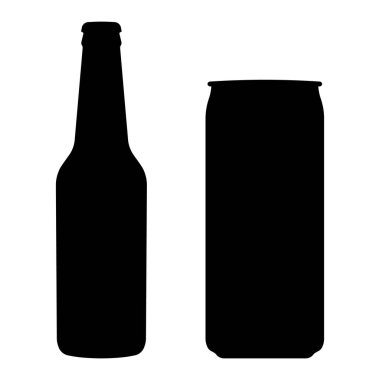 Cam ve metal şişe silueti simgeleri