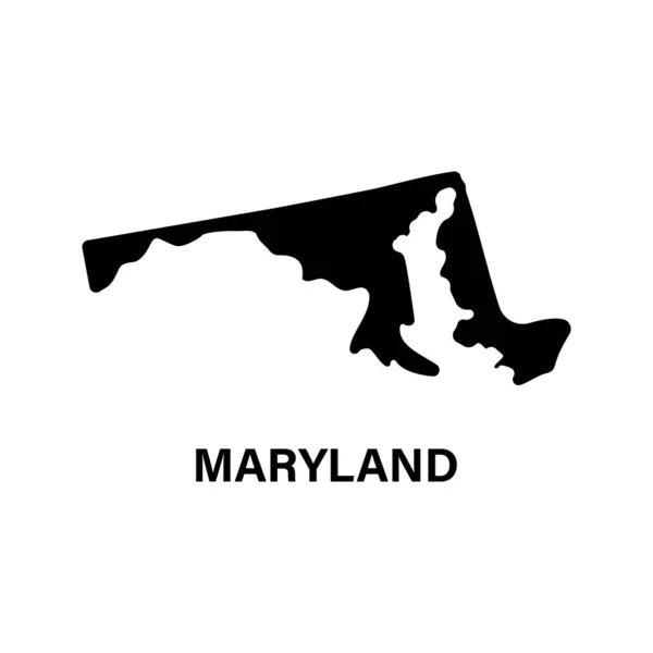 Maryland Staat Kaart Silhouet Pictogram — Stockvector