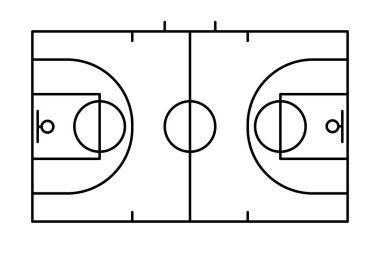 Basketbol sahası arka plan çizgisi silüeti
