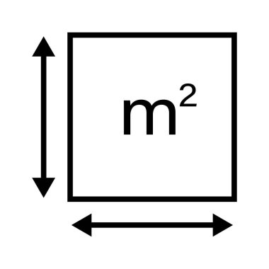 Okları olan M2 metrekare simgesi