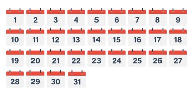 Takvim ayı 1-31 simge kümesi