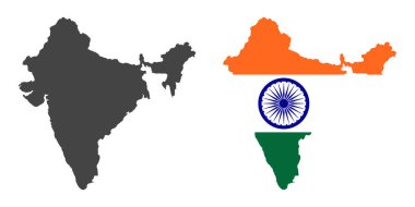 Hindistan haritası siluet bayrak simgesi