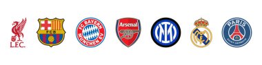 Barcelona, Internazionale, Bavyera, Liverpool Arsenal, Real Madrid, Psg. Avrupa 'nın en iyi futbol takımları.